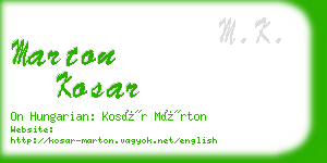 marton kosar business card